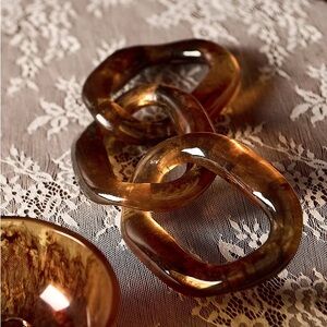 Tortoiseshell Resin Link Bracelet - Amber Brown